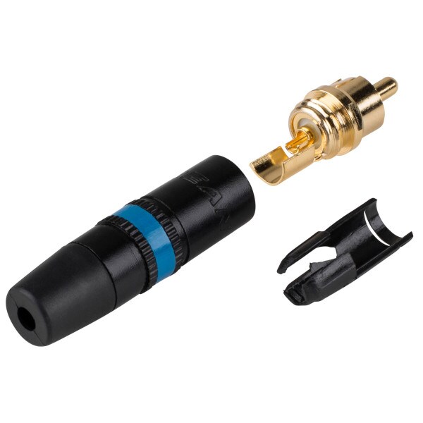 Main product image for Rean NYS373-6 RCA Plug Connector Black with Blue I 092-121
